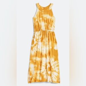 Yellow Tie Dyed Maxi Dress Size L Girls Halter Top